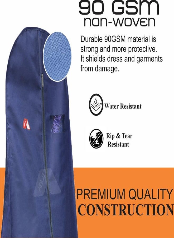 ABLE 62 Inch Wedding & Lehenga Dress Cover Garment Bag with 14 Inch Gusset, Breathable, Dust Protector, for Extra Wide Dress. Navy Blue Non-Woven Fabric Pack of 1 Pcs - Image 2